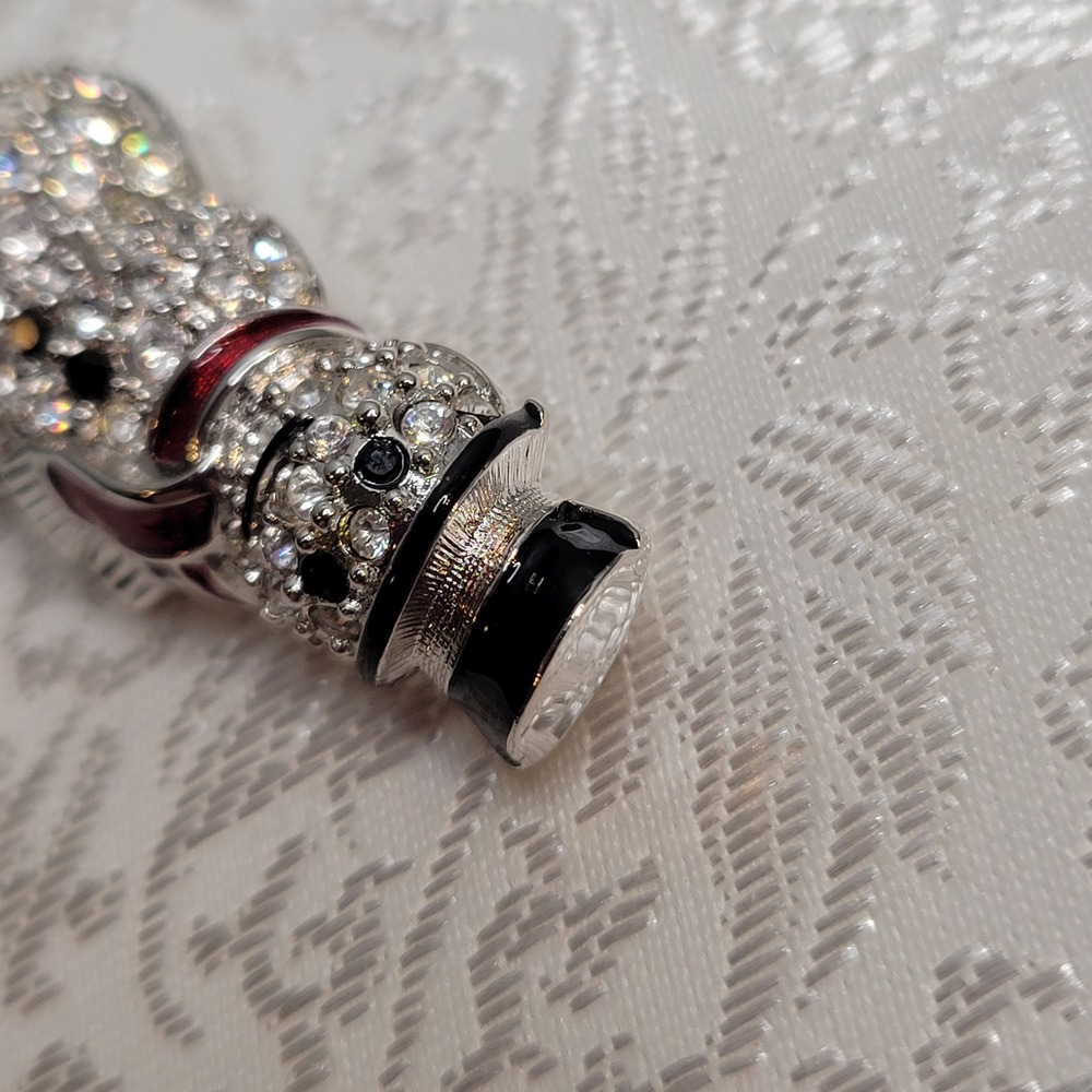 Swarovski Snowman‎ Pave w/Clear Crystal Brooch Signed Swan Holiday Winter Gift - Picture 3 of 9